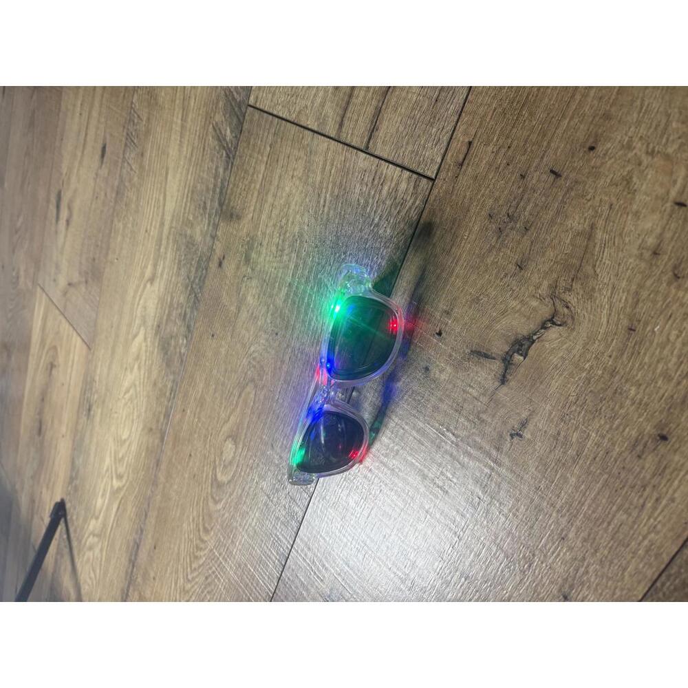 Clear Frame Black Lens Sunglasses with Colorful LED Lights